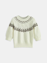 Fair Isle Pattern Short Sleeve Knit Top